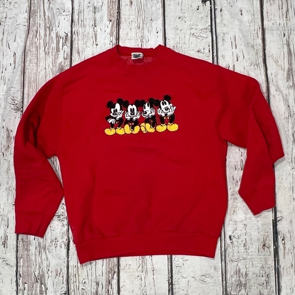Mickey Mouse Vintage Cartoon Disney World Stitched Crewneck 1990s Sweatshirt - Picture 1 of 5